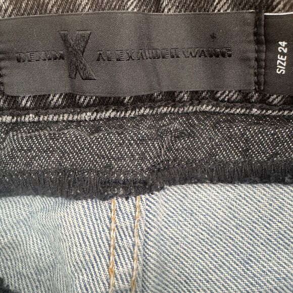 Alexander Wang Women’s Sz 24 Blue and Black Cult Duo Straight Leg Crop Jeans - Picture 14 of 16